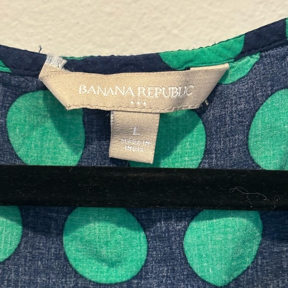 Banana Republic Green and Black Puff Sleeve Dress Large - Picture 2 of 5